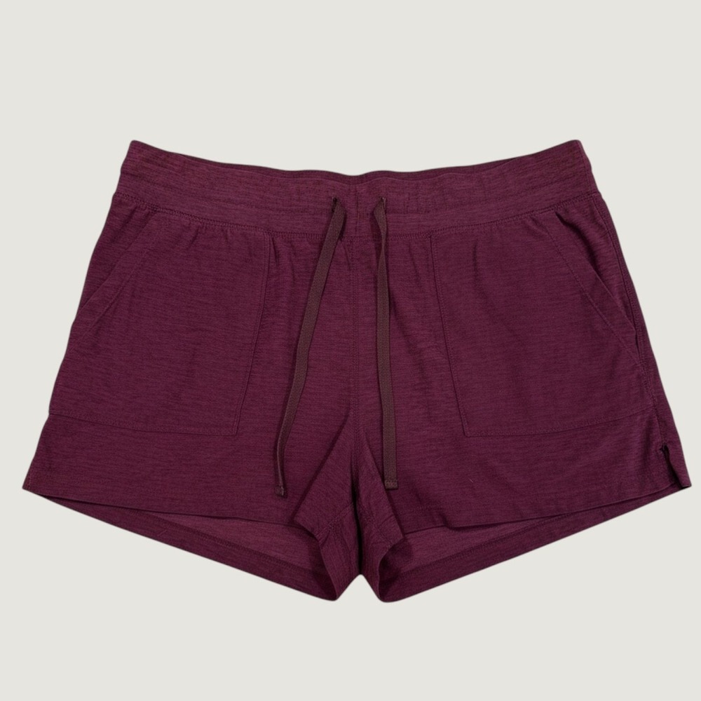 90 Degree by Reflex Women XL Merlot Heather Athletic Shorts Drawstring Pockets